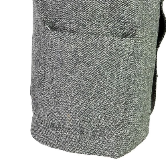 Pendleton Western Blazer Mens 44 Gray Black Tweed Wool Suede Cowboy Sport Coat - Picture 5 of 12